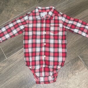 NWT Carter's Red Plaid Button Front Body Suit